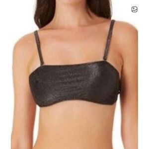 Macy's CALIFORNIA WAVES Black Shimmer Women's‎ Bikini Top SIZE M NWT